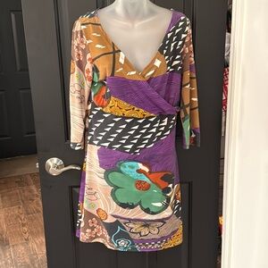 SMASH! Womens Sz XL Funky Artsy V-neck dress GUC B30